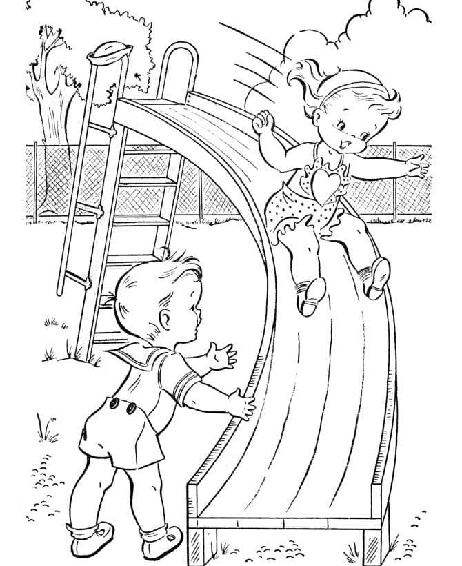 Dessin à colorier: Toboggan (Jouets et Jeux) #218620 - Coloriages à Imprimer Gratuits