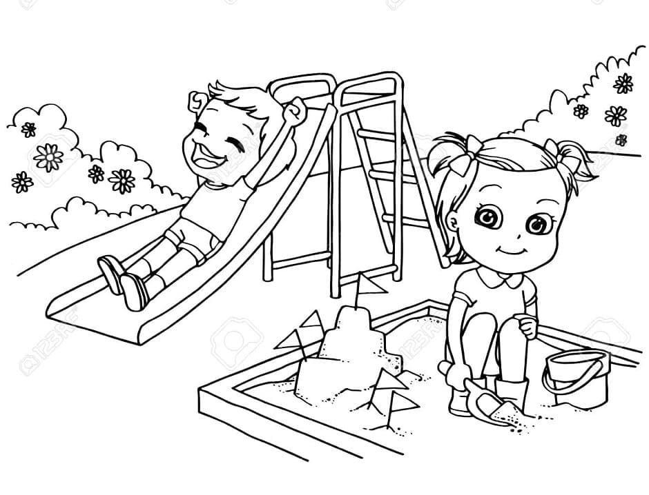 Dessin à colorier: Toboggan (Jouets et Jeux) #218621 - Coloriages à Imprimer Gratuits