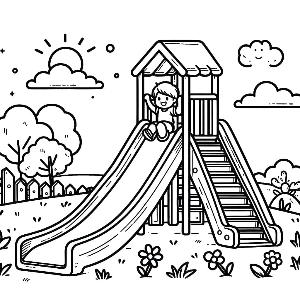 Dessin à colorier: Toboggan (Jouets et Jeux) #218630 - Coloriages à Imprimer Gratuits