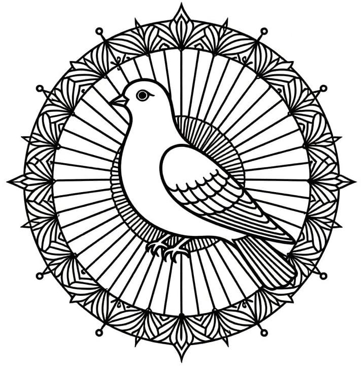 Coloriage gratuit Mandala Oiseau #221969 de la collection Mandalas à imprimer