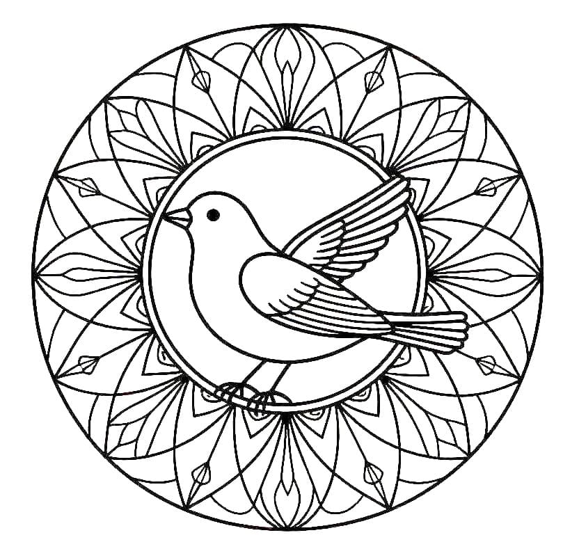 Coloriage gratuit Mandala Oiseau #221972 de la collection Mandalas à imprimer