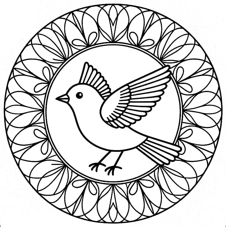 Coloriage gratuit Mandala Oiseau #221973 de la collection Mandalas à imprimer