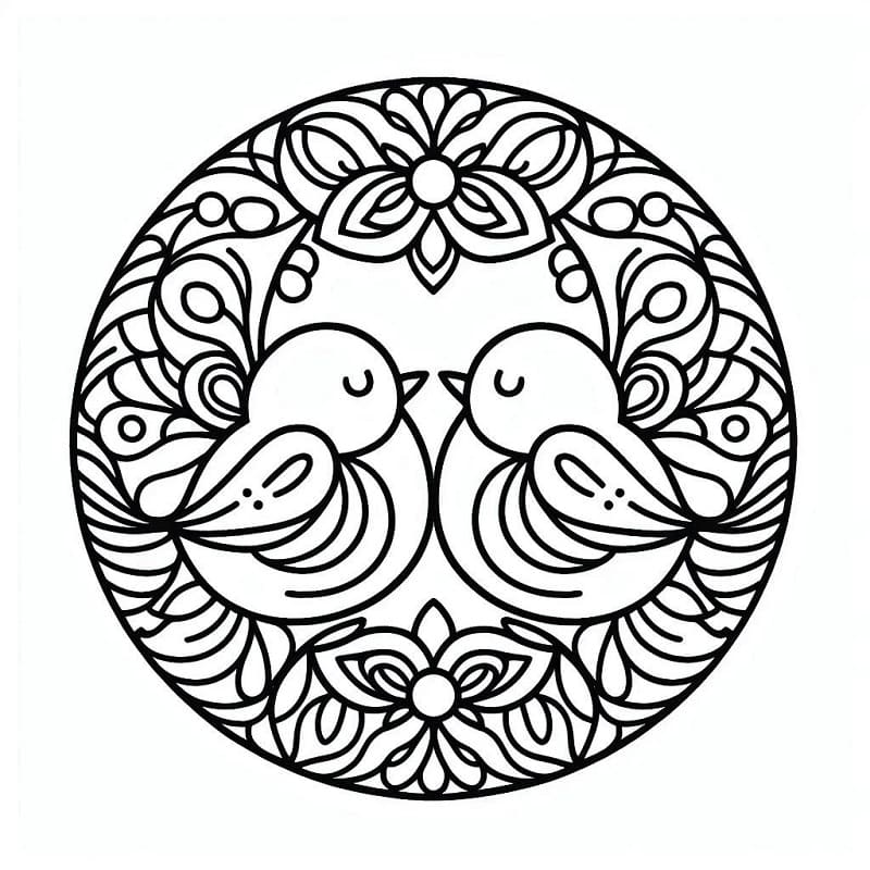 Coloriage gratuit Mandala Oiseau #221984 de la collection Mandalas à imprimer