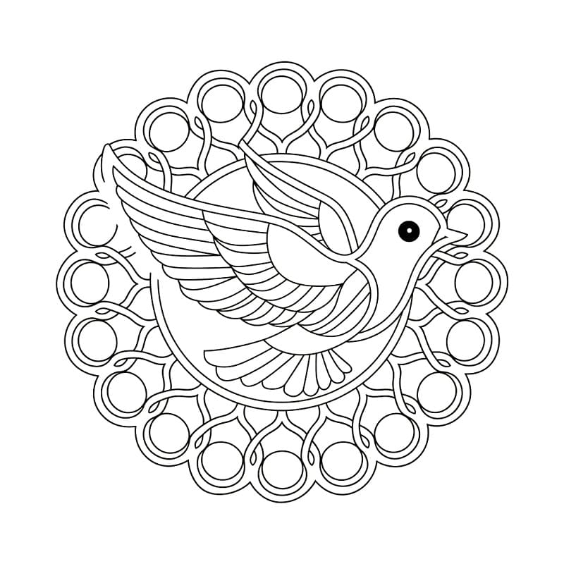 Coloriage gratuit Mandala Oiseau #221989 de la collection Mandalas à imprimer