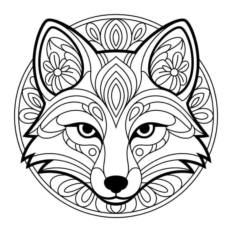 Coloriage gratuit Mandala Renard #221993 de la collection Mandalas à imprimer