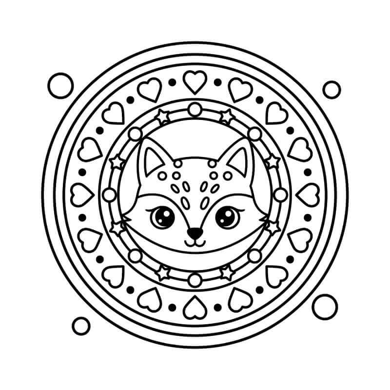 Coloriage gratuit Mandala Renard #221998 de la collection Mandalas à imprimer