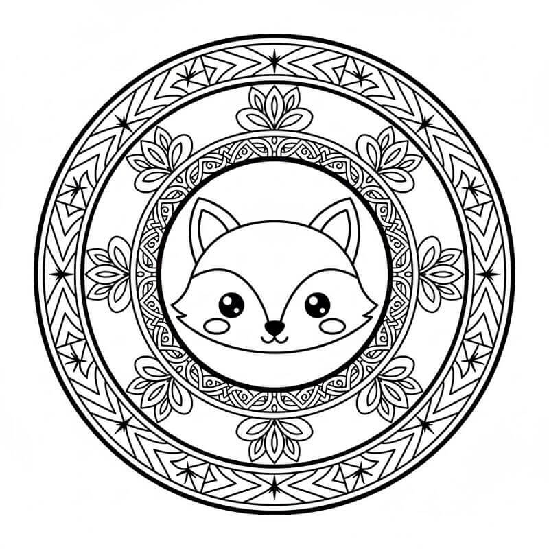 Coloriage gratuit Mandala Renard #222001 de la collection Mandalas à imprimer