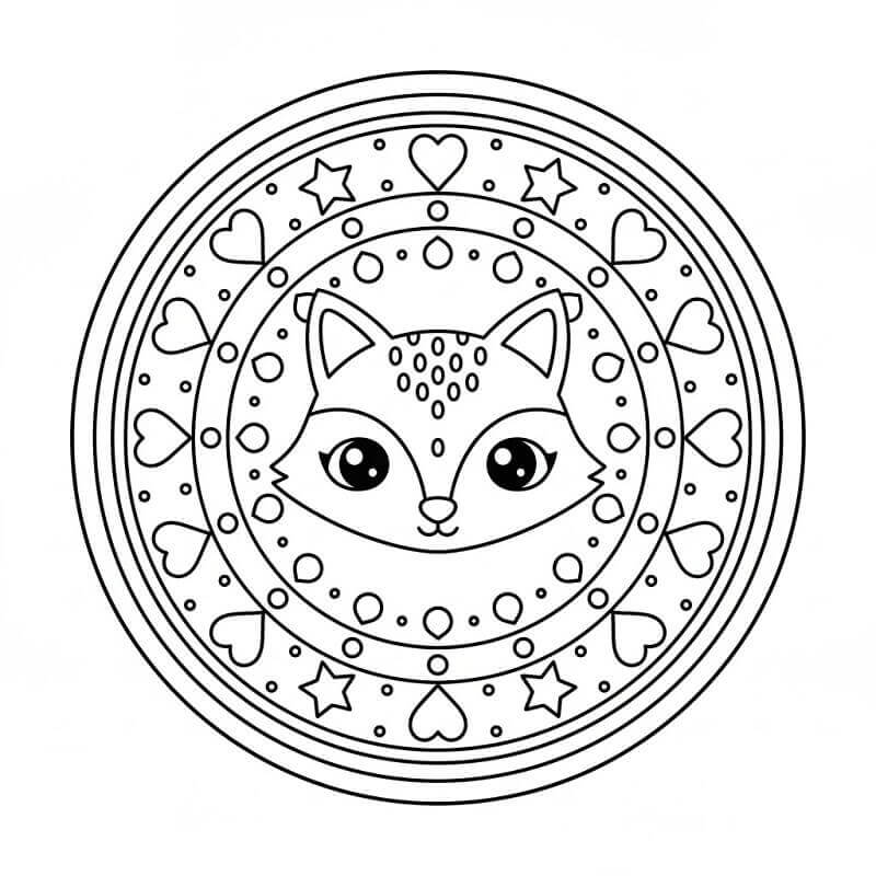 Coloriage gratuit Mandala Renard #222002 de la collection Mandalas à imprimer