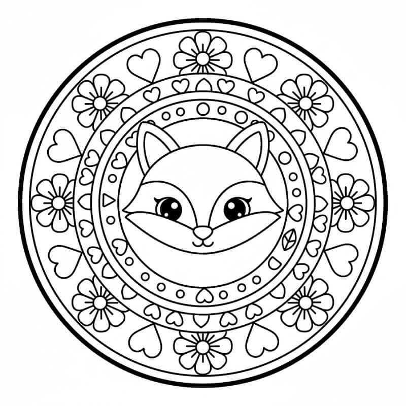 Coloriage gratuit Mandala Renard #222003 de la collection Mandalas à imprimer