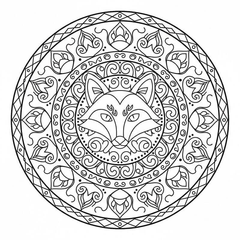 Coloriage gratuit Mandala Renard #222008 de la collection Mandalas à imprimer