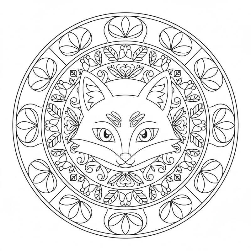 Coloriage gratuit Mandala Renard #222011 de la collection Mandalas à imprimer