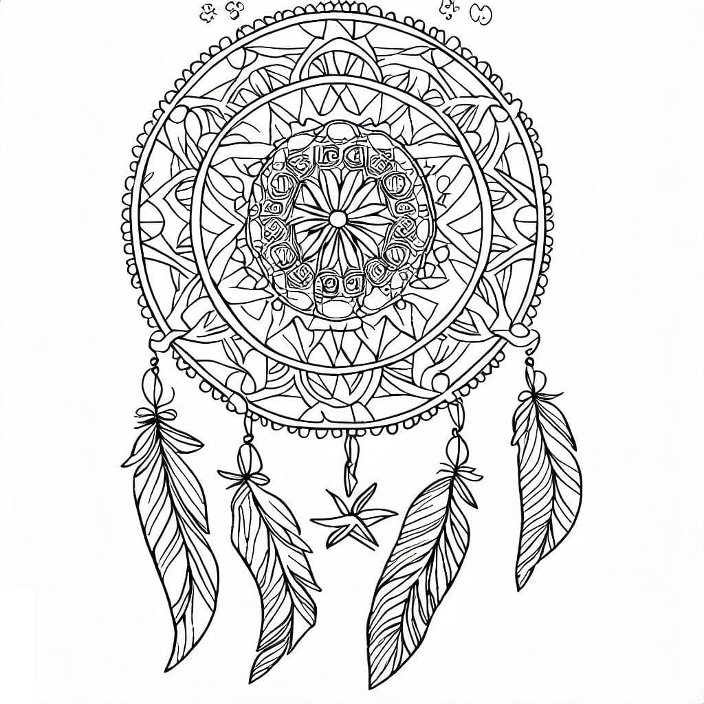 Coloriage gratuit Mandalas Attrape-rêves #190180 de la collection Mandalas à imprimer