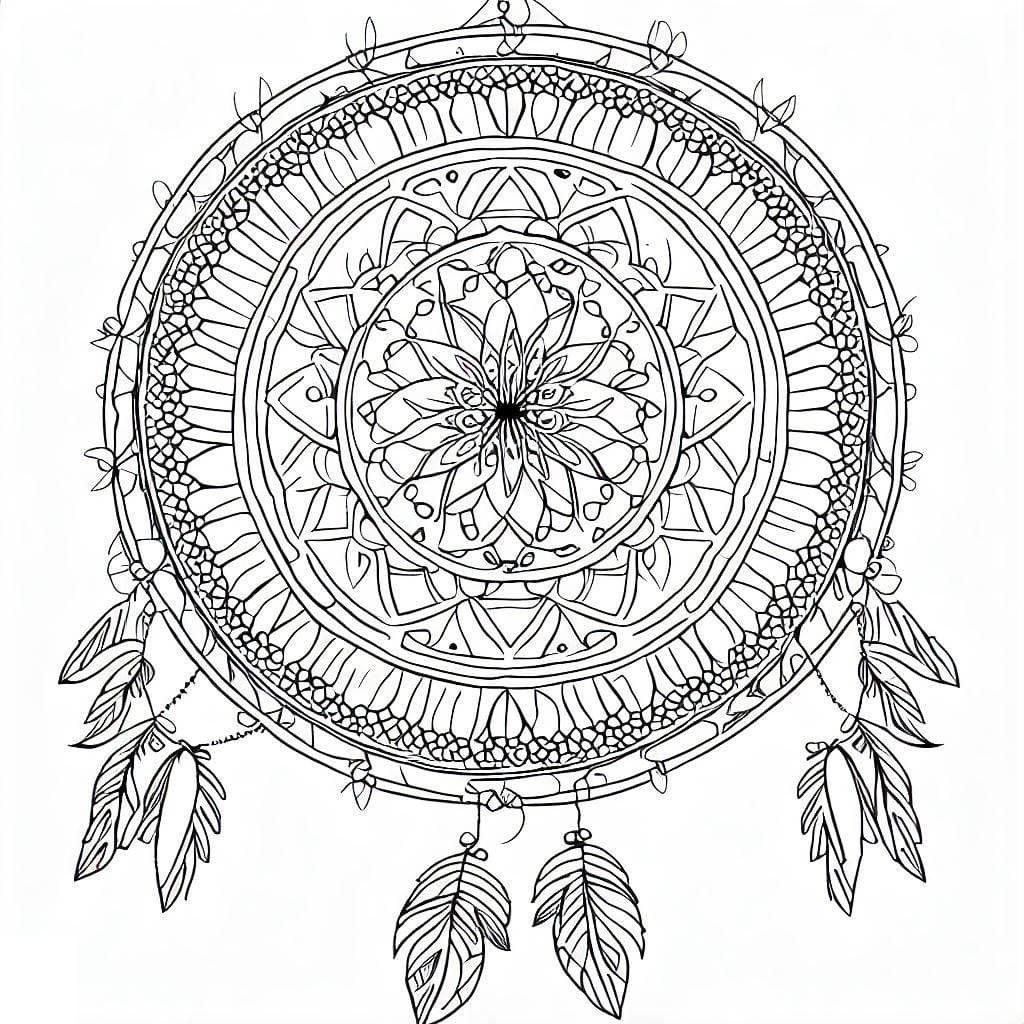 Coloriage gratuit Mandalas Attrape-rêves #190188 de la collection Mandalas à imprimer