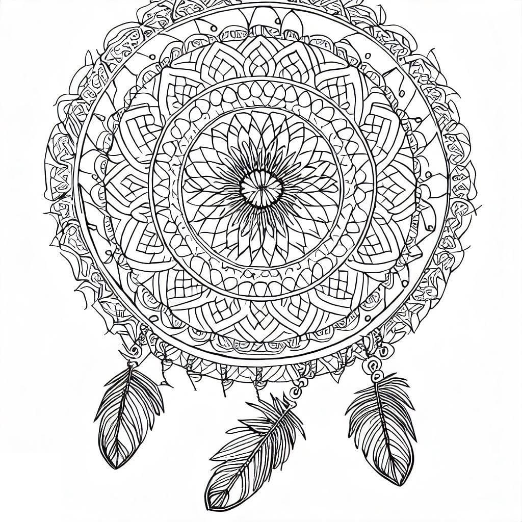 Coloriage gratuit Mandalas Attrape-rêves #190192 de la collection Mandalas à imprimer