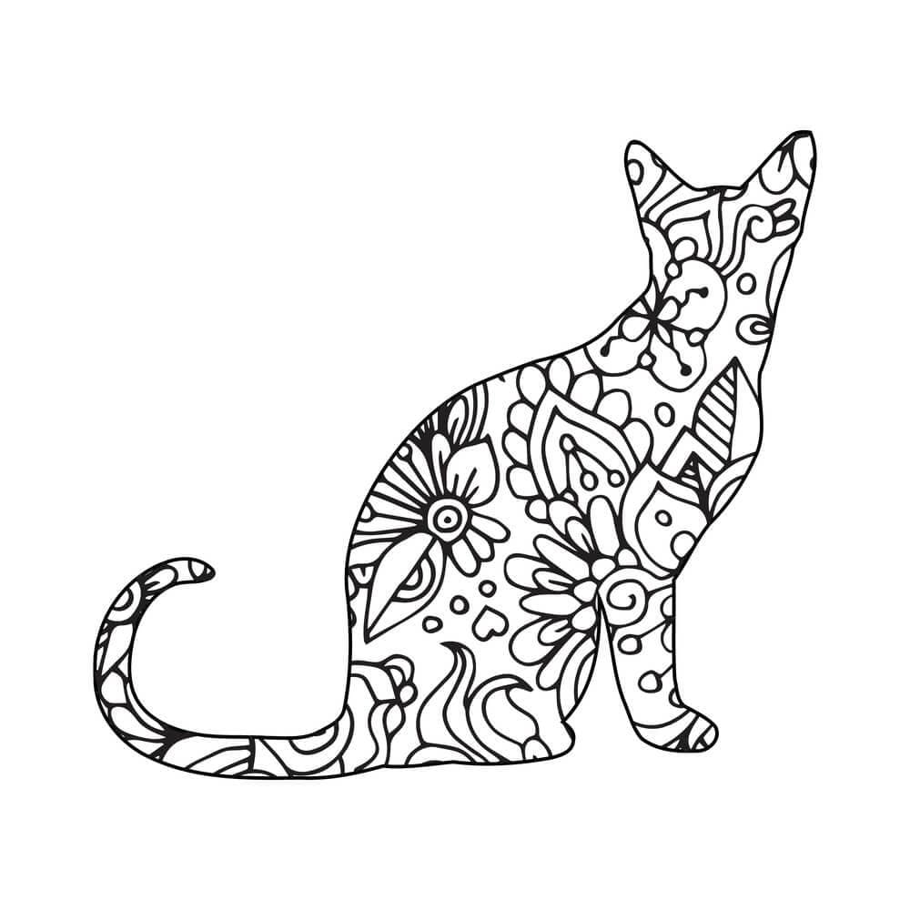 Dessin Mandalas Chat #199957 à colorier de la série Mandalas, gratuit à télécharger et imprimer