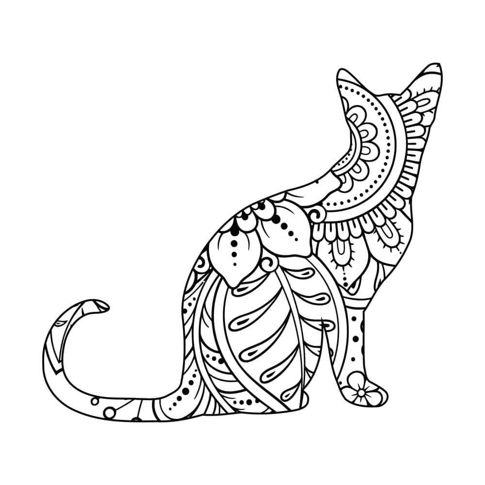 Coloriage gratuit Mandalas Chat #199961 de la collection Mandalas à imprimer