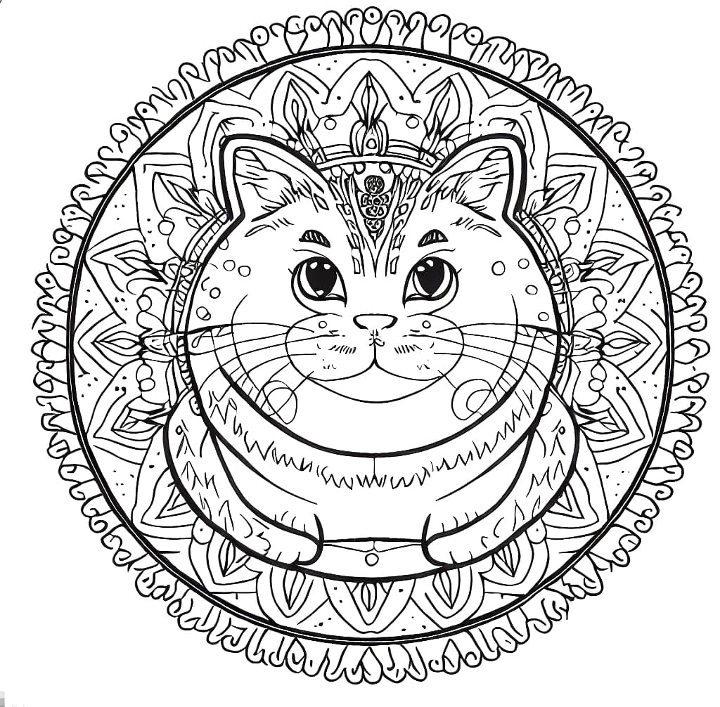 Page de coloriage Mandalas Chat #199971, collection Mandalas, à imprimer et colorier
