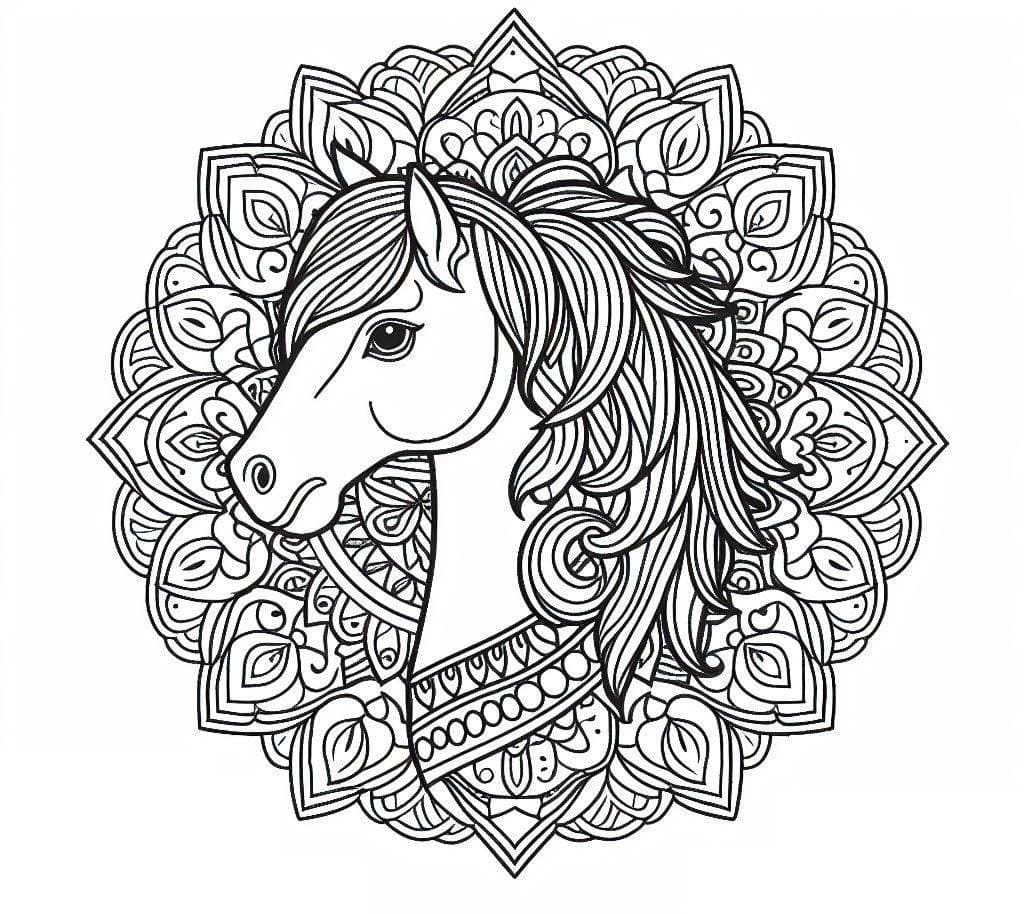 Coloriage gratuit Mandalas Cheval #213420 de la collection Mandalas à imprimer