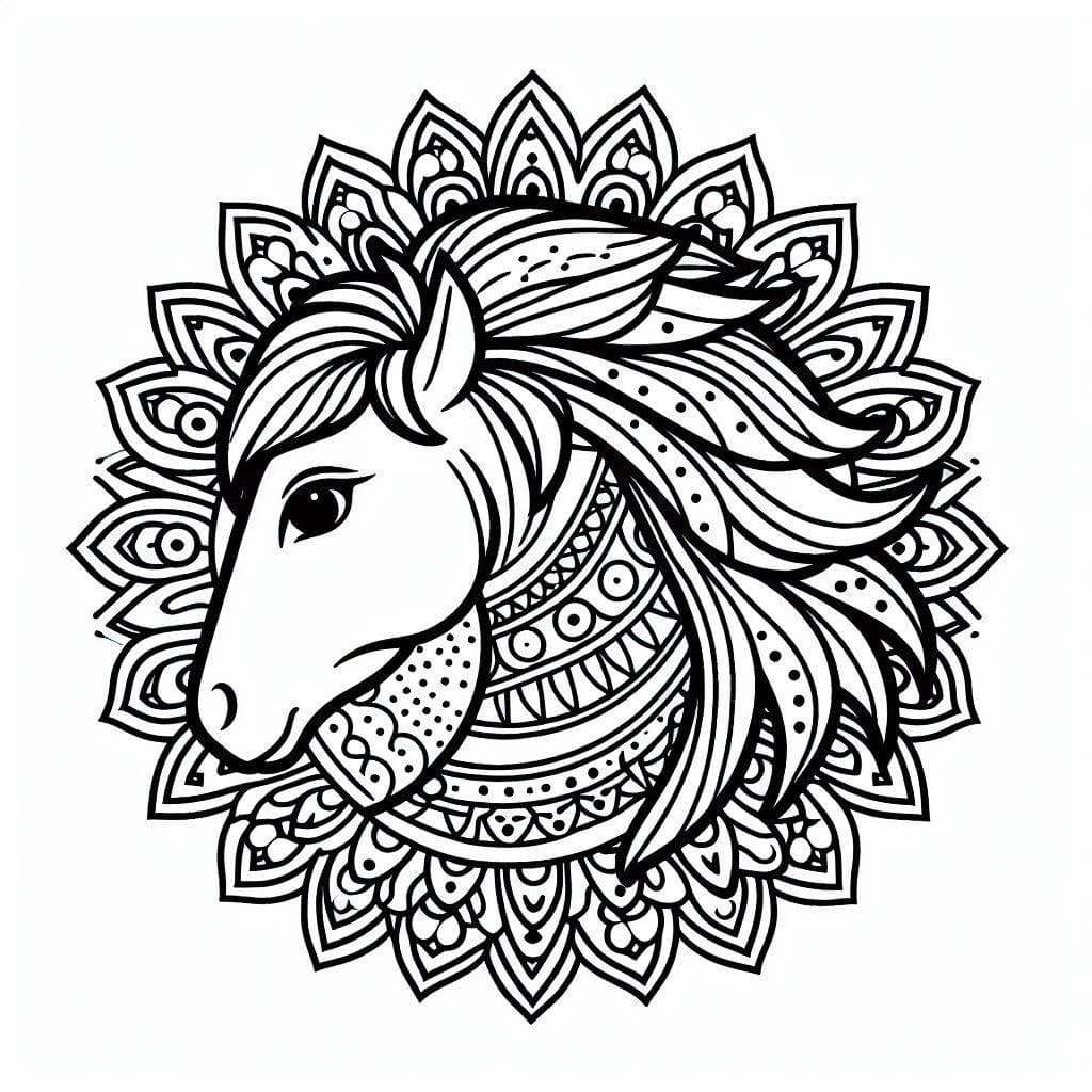 Coloriage gratuit Mandalas Cheval #213421 de la collection Mandalas à imprimer