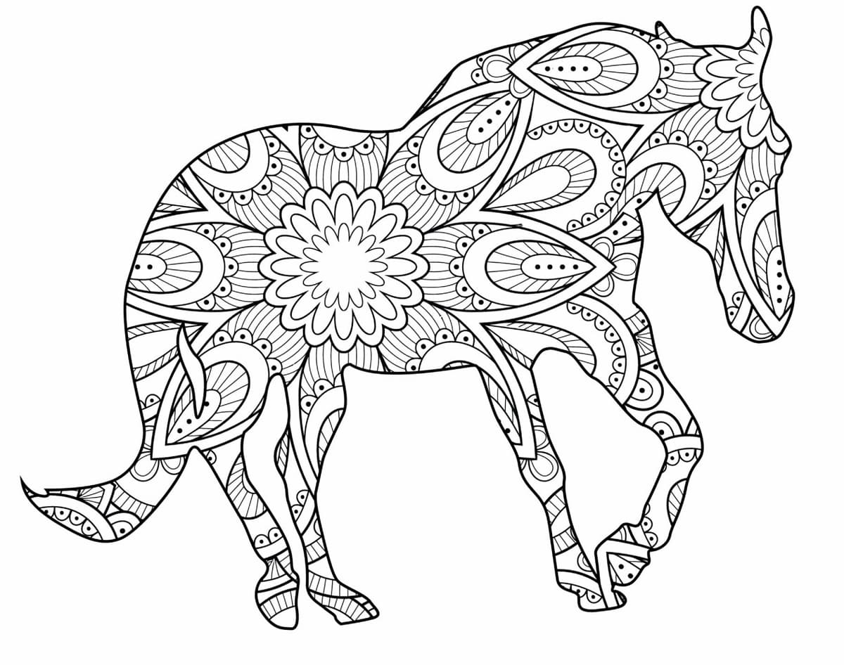 Coloriage gratuit Mandalas Cheval #213425 de la collection Mandalas à imprimer