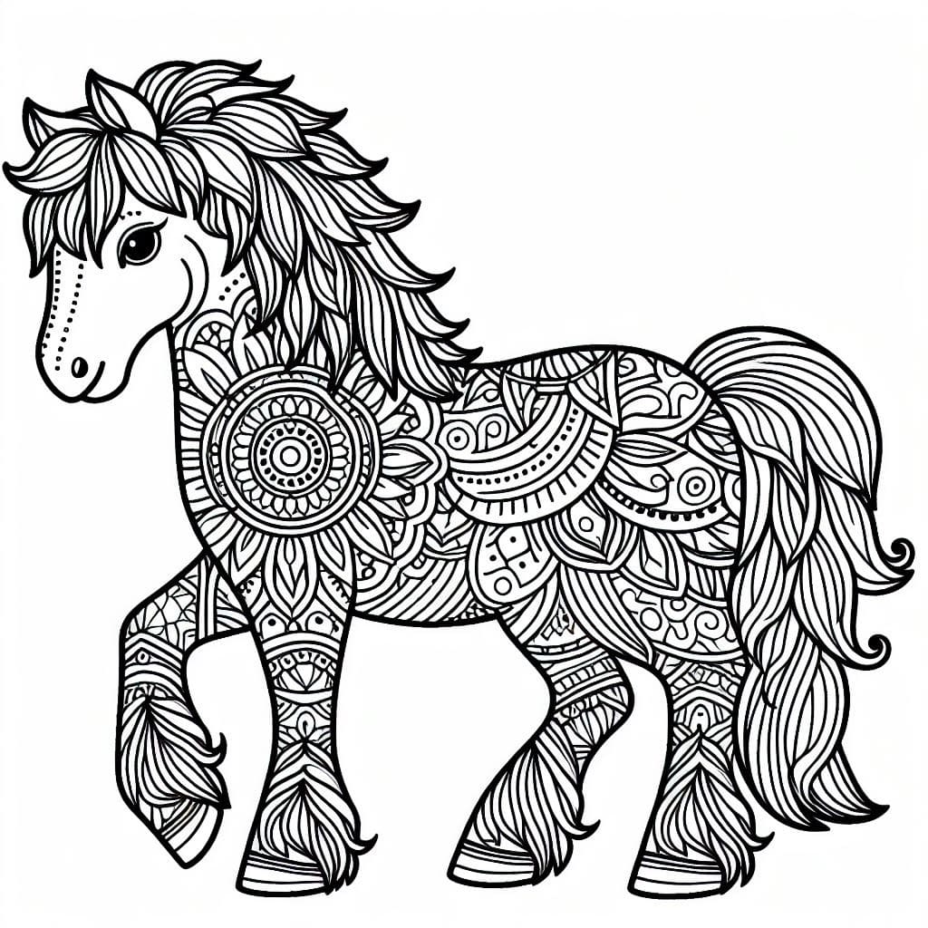 Dessin à colorier: Mandalas Cheval (Mandalas) #213427 - Coloriages à Imprimer Gratuits