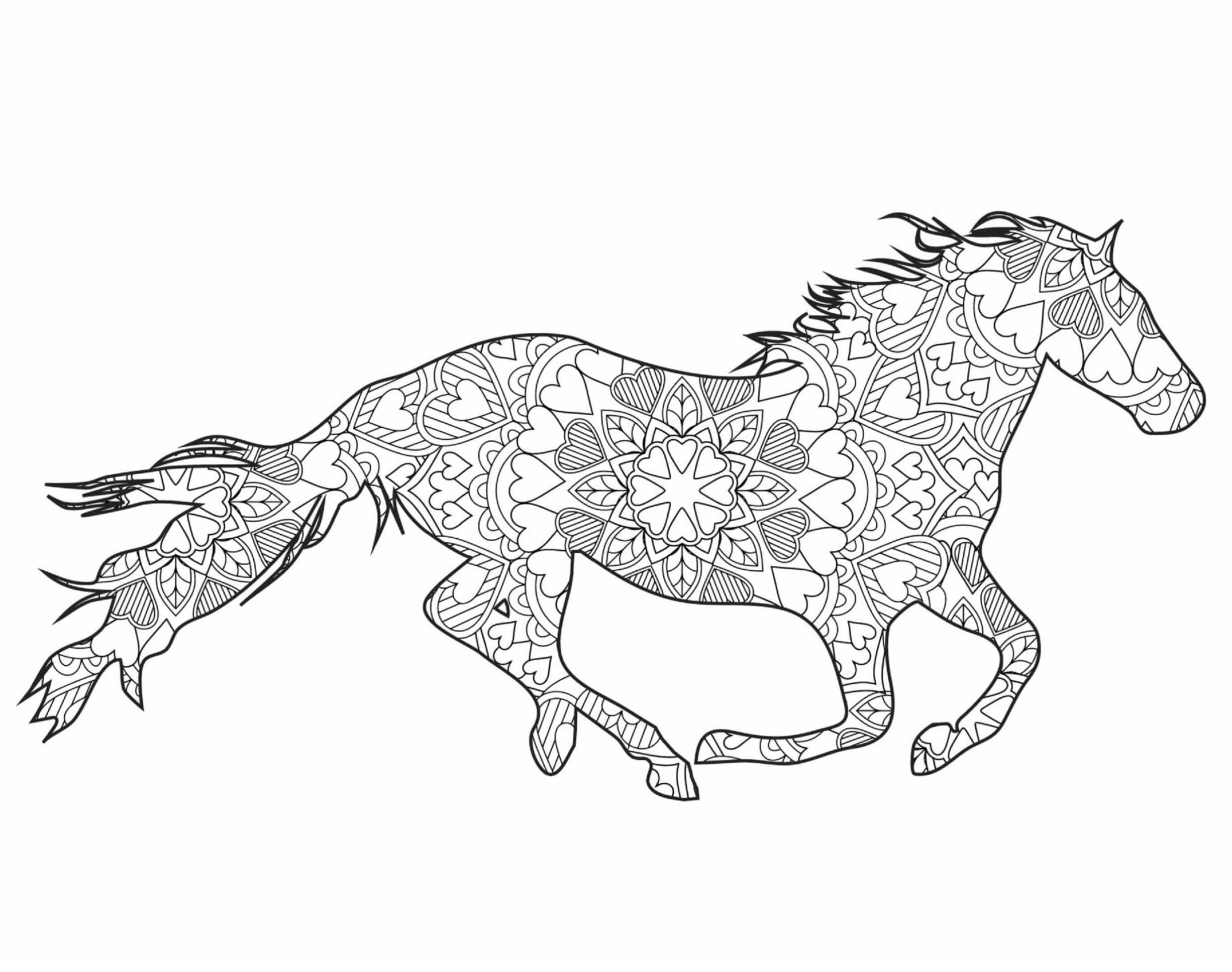 Coloriage gratuit Mandalas Cheval #213433 de la collection Mandalas à imprimer