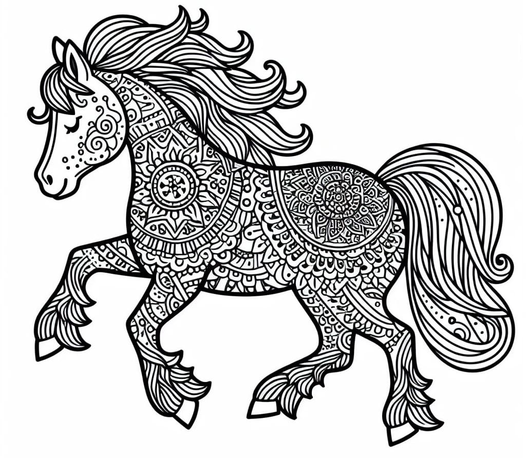 Coloriage gratuit Mandalas Cheval #213436 de la collection Mandalas à imprimer