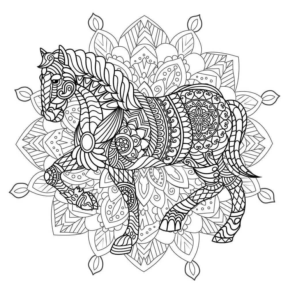 Coloriage gratuit Mandalas Cheval #213440 de la collection Mandalas à imprimer