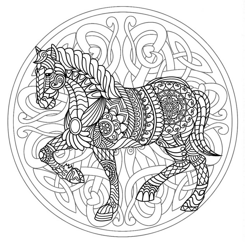 Dessin à colorier: Mandalas Cheval (Mandalas) #213441 - Coloriages à Imprimer Gratuits
