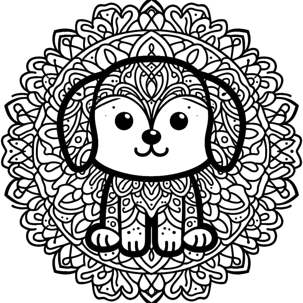 Dessin à colorier: Mandalas Chien (Mandalas) #211785 - Coloriages à Imprimer Gratuits