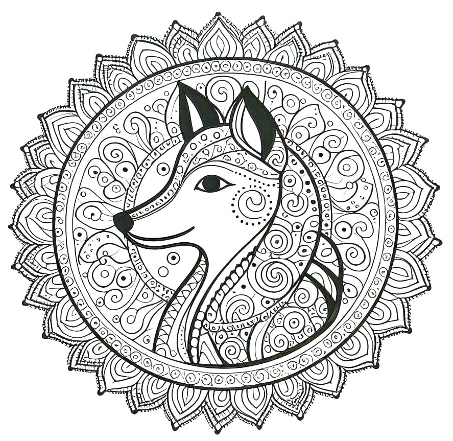 Coloriage gratuit Mandalas Chien #211786 de la collection Mandalas à imprimer