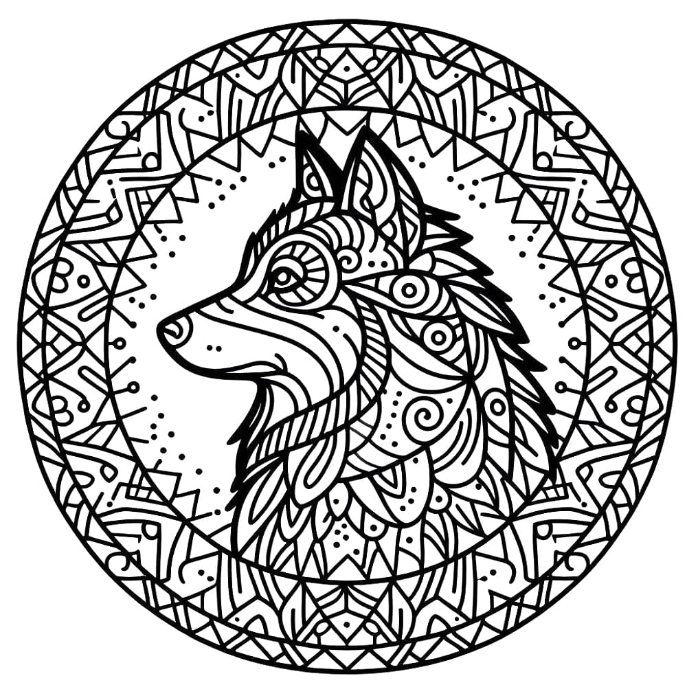 Coloriage gratuit Mandalas Chien #211798 de la collection Mandalas à imprimer