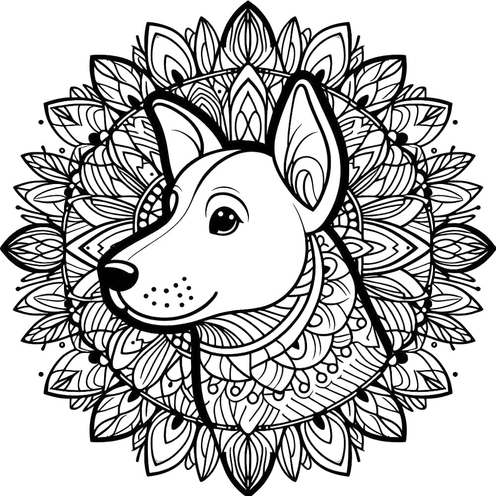 Coloriage gratuit Mandalas Chien #211799 de la collection Mandalas à imprimer