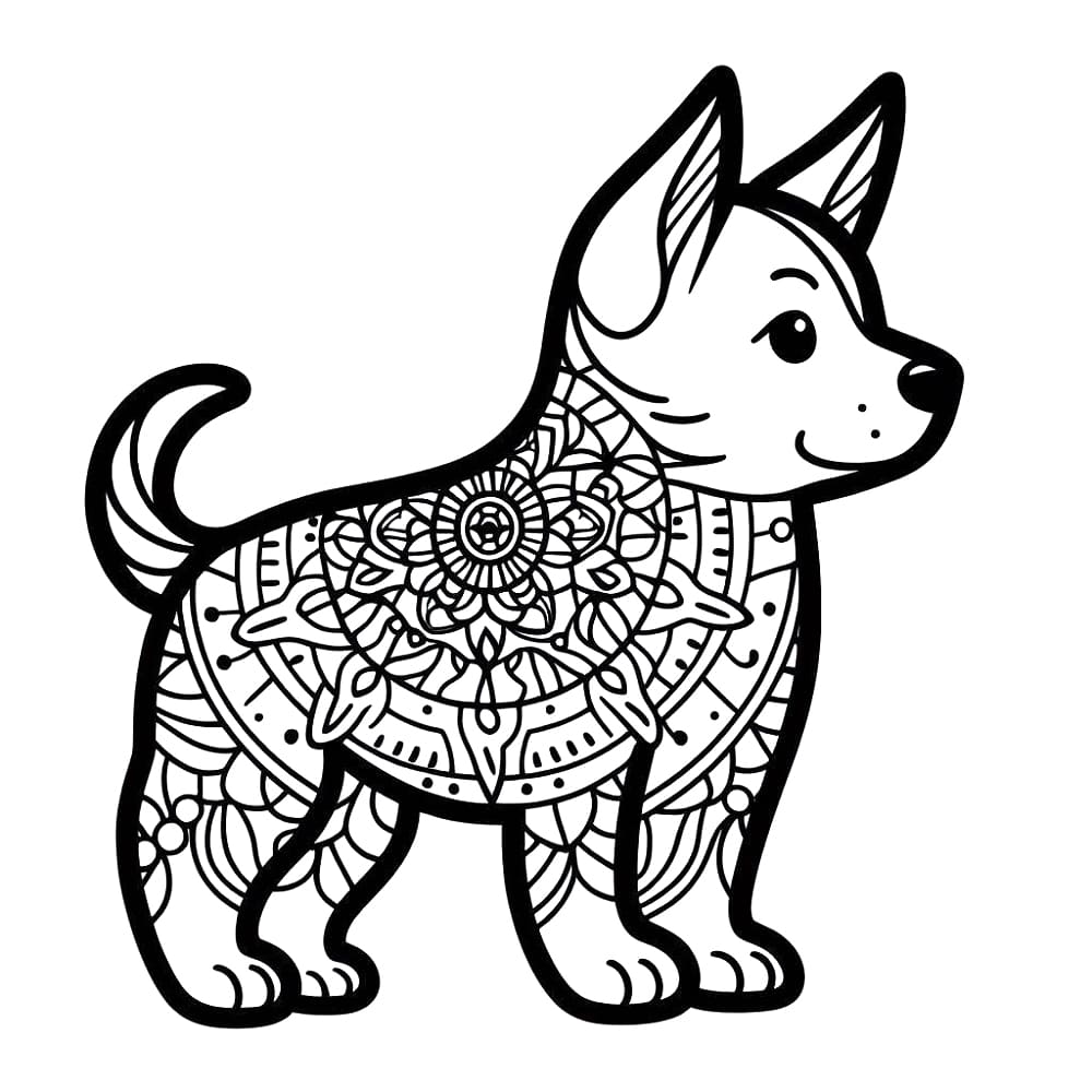 Coloriage gratuit Mandalas Chien #211800 de la collection Mandalas à imprimer