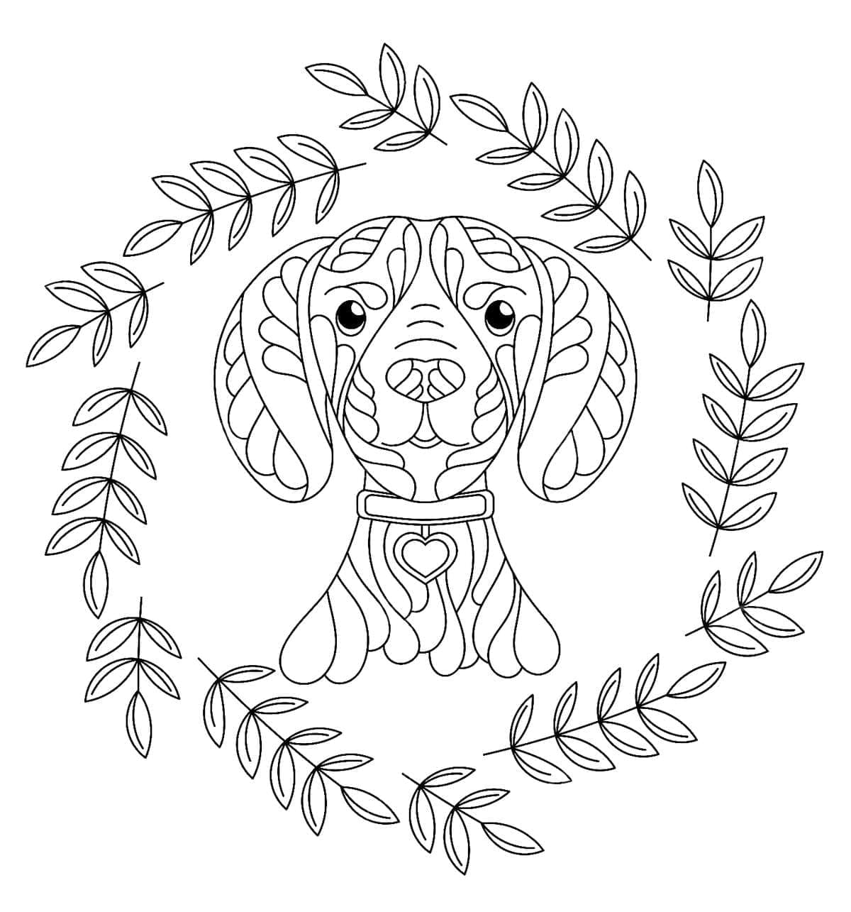 Joli coloriage Mandalas Chien #211803 de la collection Mandalas, prêt à imprimer pour petits et grands