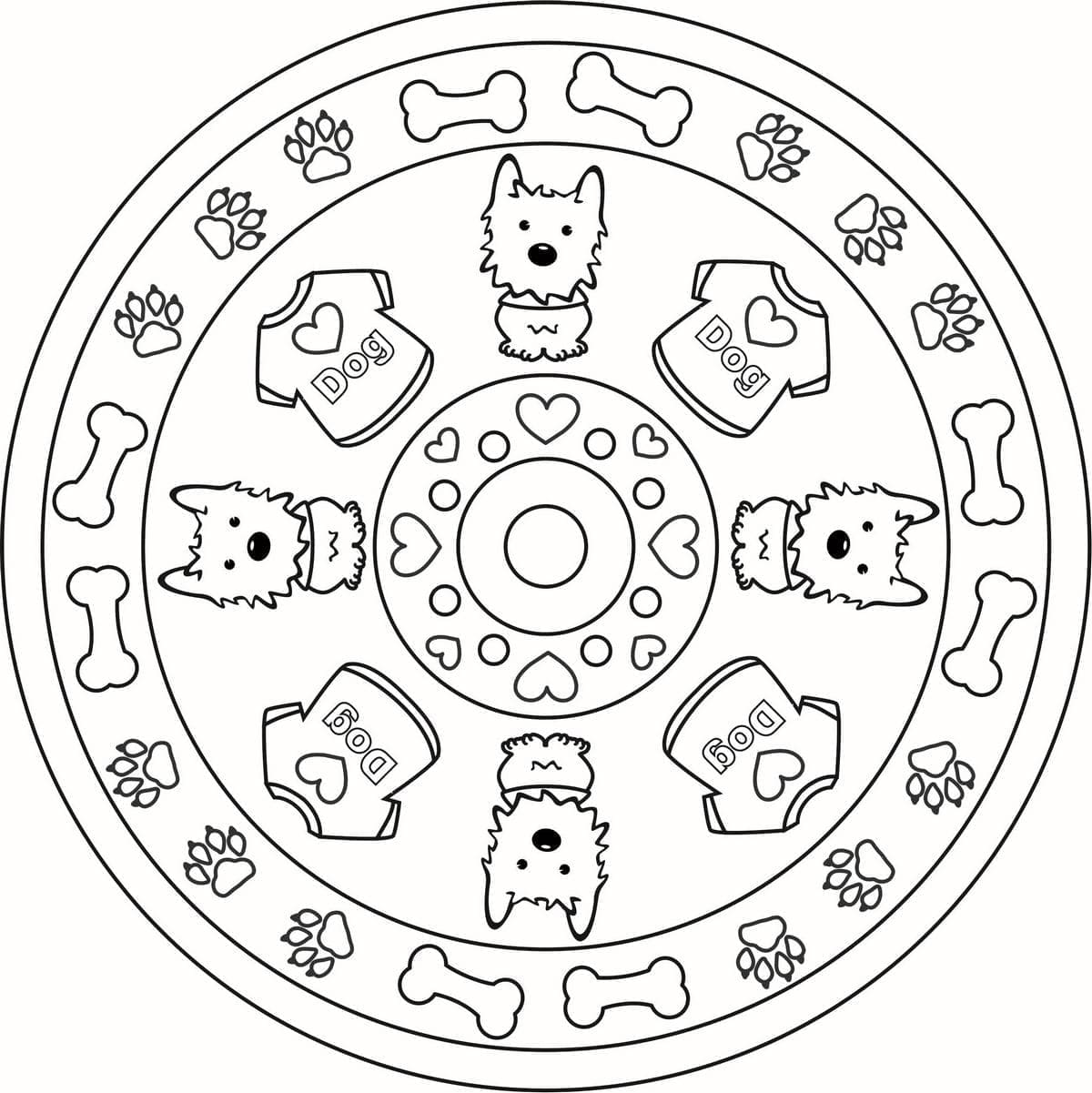 Coloriage gratuit Mandalas Chien #211804 de la collection Mandalas à imprimer