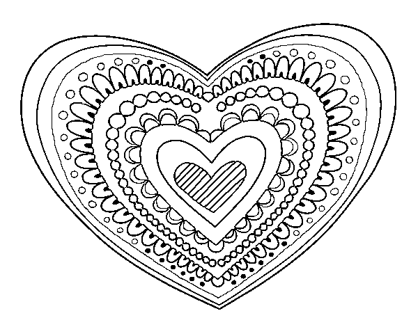Dessin à colorier: Mandalas Coeur (Mandalas) #116680 - Coloriages à Imprimer Gratuits