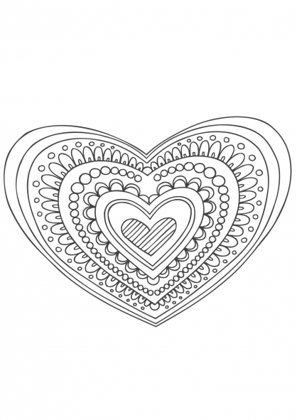 Dessin à colorier: Mandalas Coeur (Mandalas) #116684 - Coloriages à Imprimer Gratuits