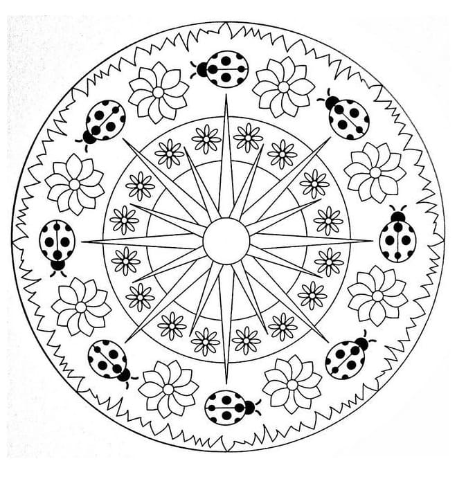 Coloriage gratuit Mandalas de Printemps #175312 de la collection Mandalas à imprimer