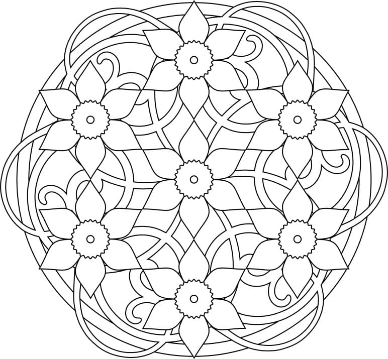 Coloriage gratuit Mandalas de Printemps #175319 de la collection Mandalas à imprimer