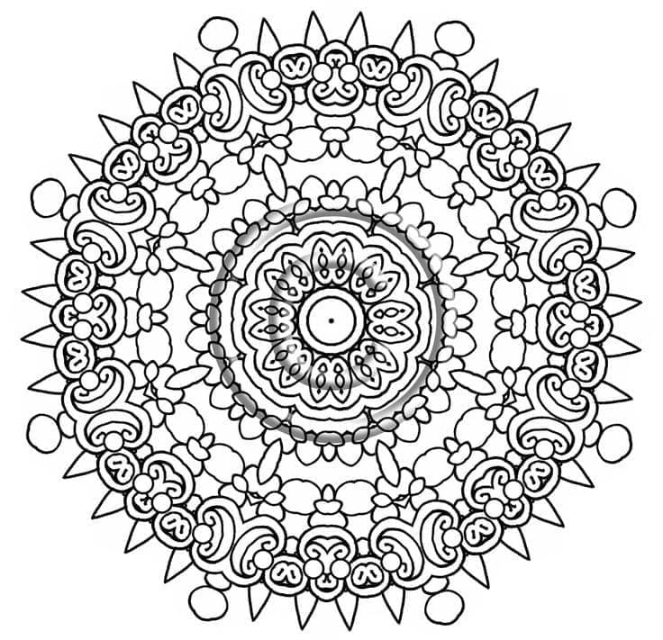 Coloriage gratuit Mandalas Difficile #209904 de la collection Mandalas à imprimer