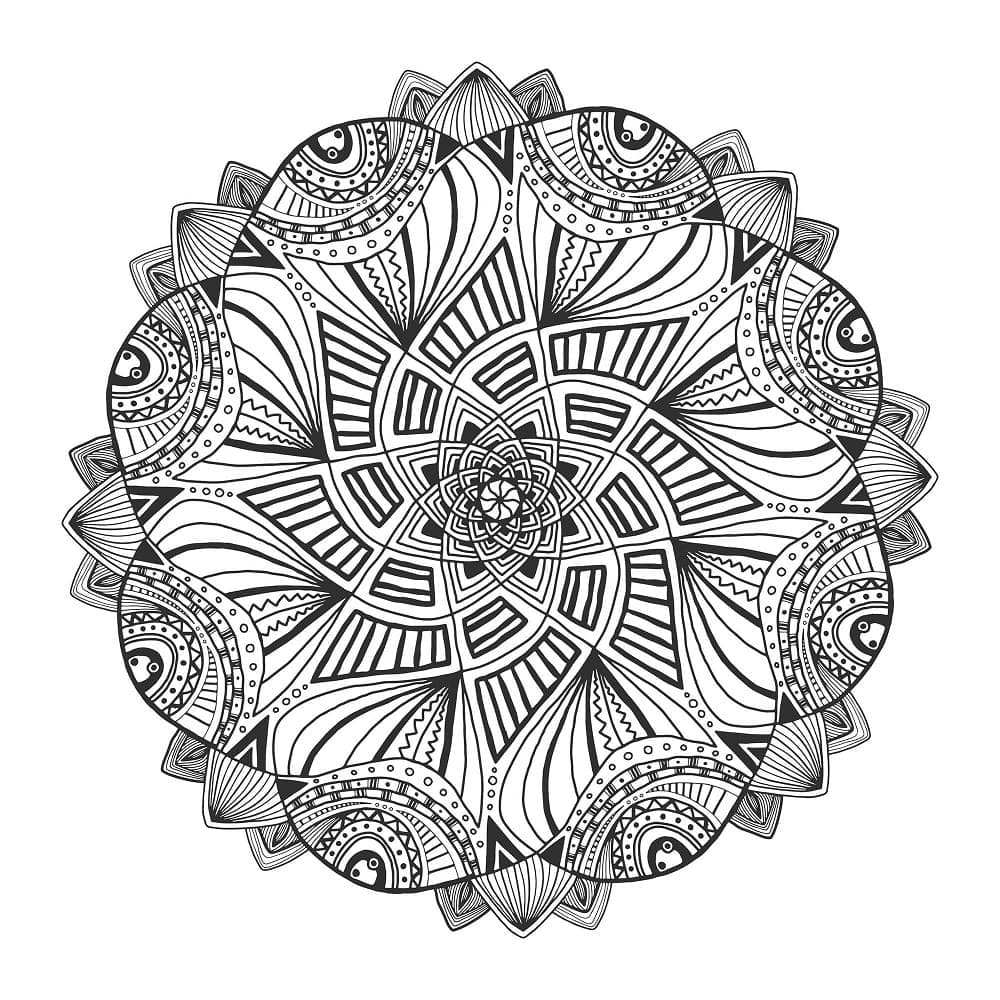 Coloriage gratuit Mandalas Difficile #209910 de la collection Mandalas à imprimer