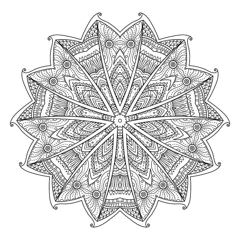Coloriage gratuit Mandalas Difficile #209920 de la collection Mandalas à imprimer