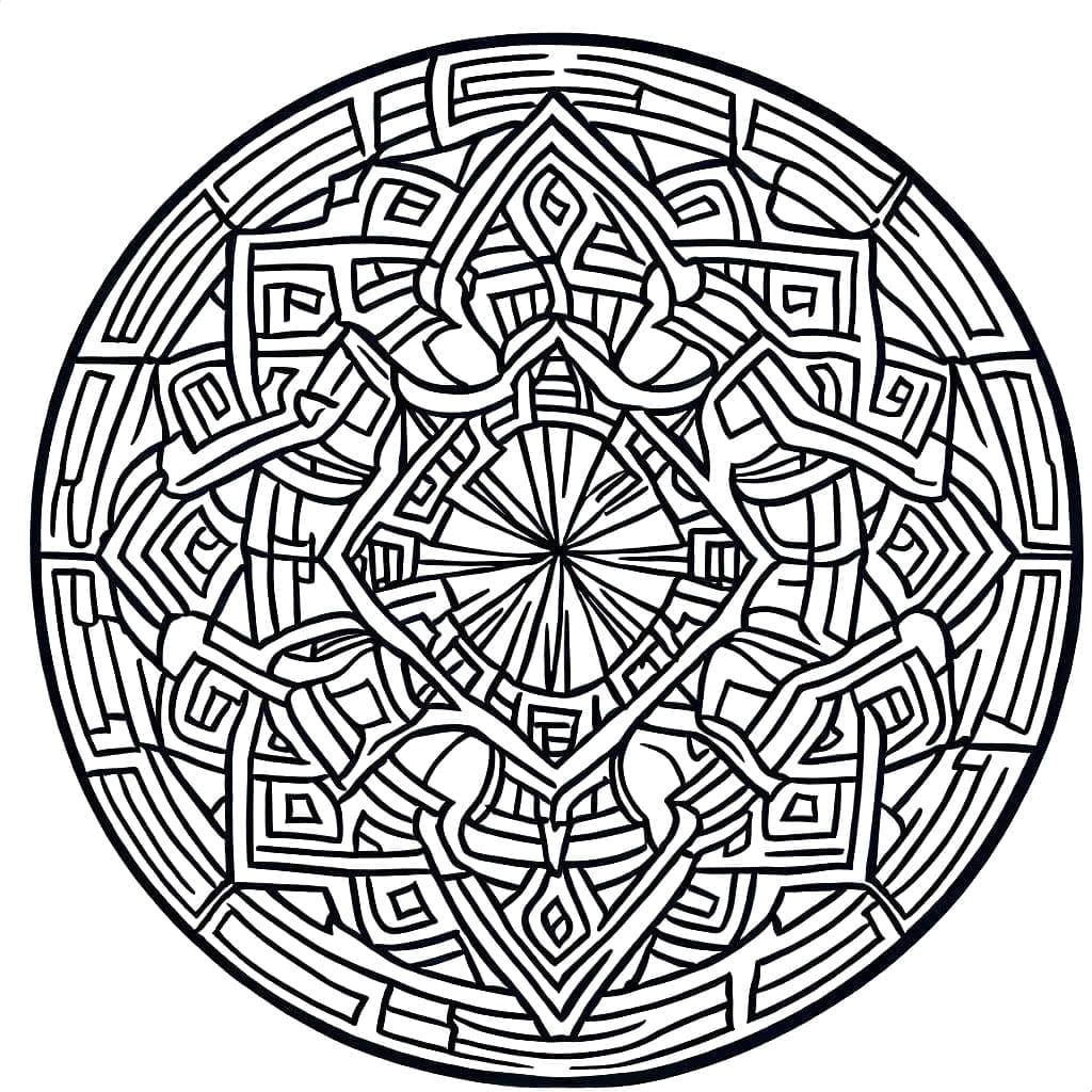 Coloriage imprimable Mandalas Difficile #209932 de la collection Mandalas à colorier aux crayons