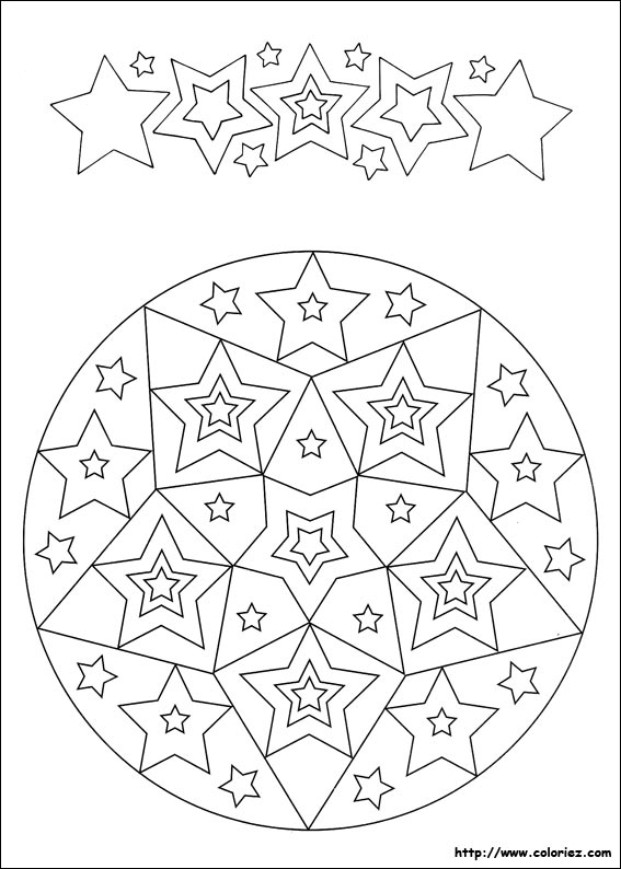 Dessin à colorier: Mandalas Étoile (Mandalas) #117978 - Coloriages à Imprimer Gratuits