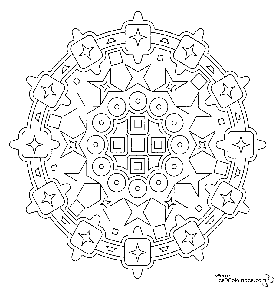 Dessin à colorier: Mandalas Étoile (Mandalas) #118018 - Coloriages à Imprimer Gratuits