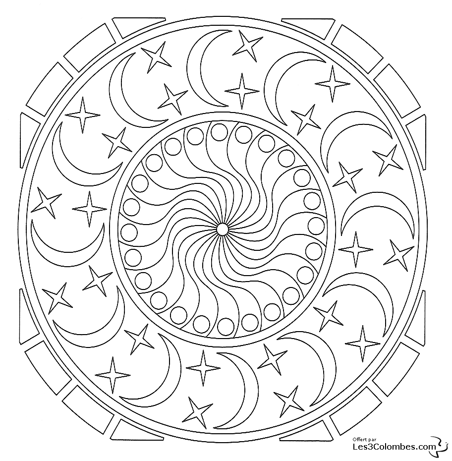 Dessin à colorier: Mandalas Étoile (Mandalas) #118058 - Coloriages à Imprimer Gratuits