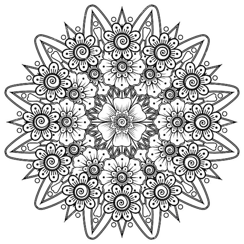 Coloriage gratuit Mandalas Fleurs #172773 de la collection Mandalas à imprimer