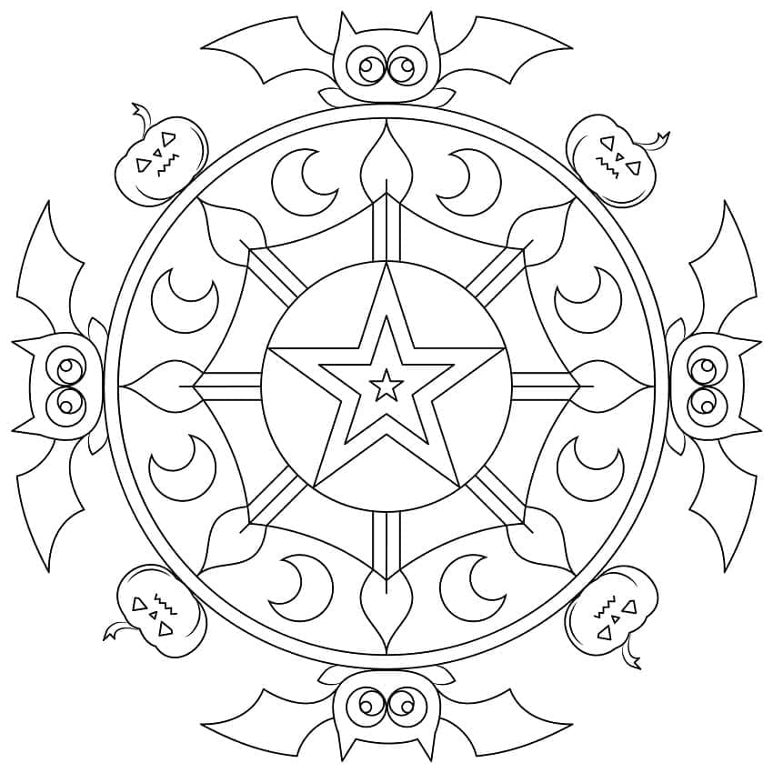 Illustration au trait Mandalas Halloween #202522 de la collection Mandalas à colorier gratuitement
