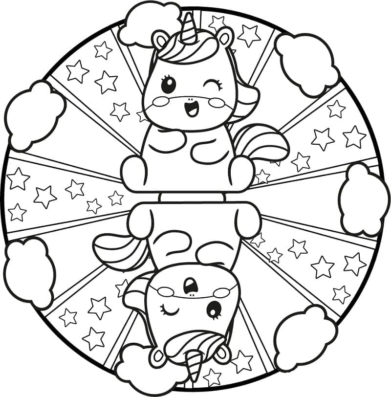 Dessin Mandalas Licorne #173998 à colorier de la série Mandalas, gratuit à télécharger et imprimer